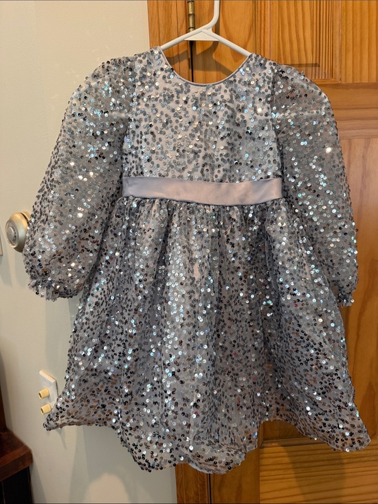 Other - Silver Sequin Party Dress for Girls with Satin Waistband